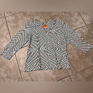 hearts of palm Mint, Coral & Black Geo-Print Long Sleeve Top